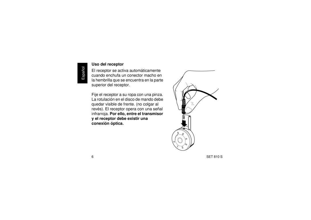 Sennheiser Set 810 S manual Uso del receptor 