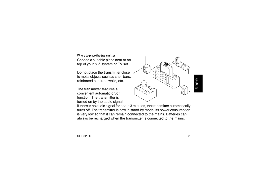 Sennheiser Set 820 S instruction manual Where to place the transmitter 