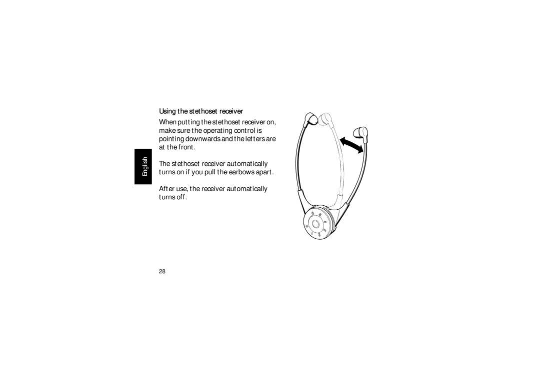 Sennheiser SET 820 instruction manual Using the stethoset receiver 