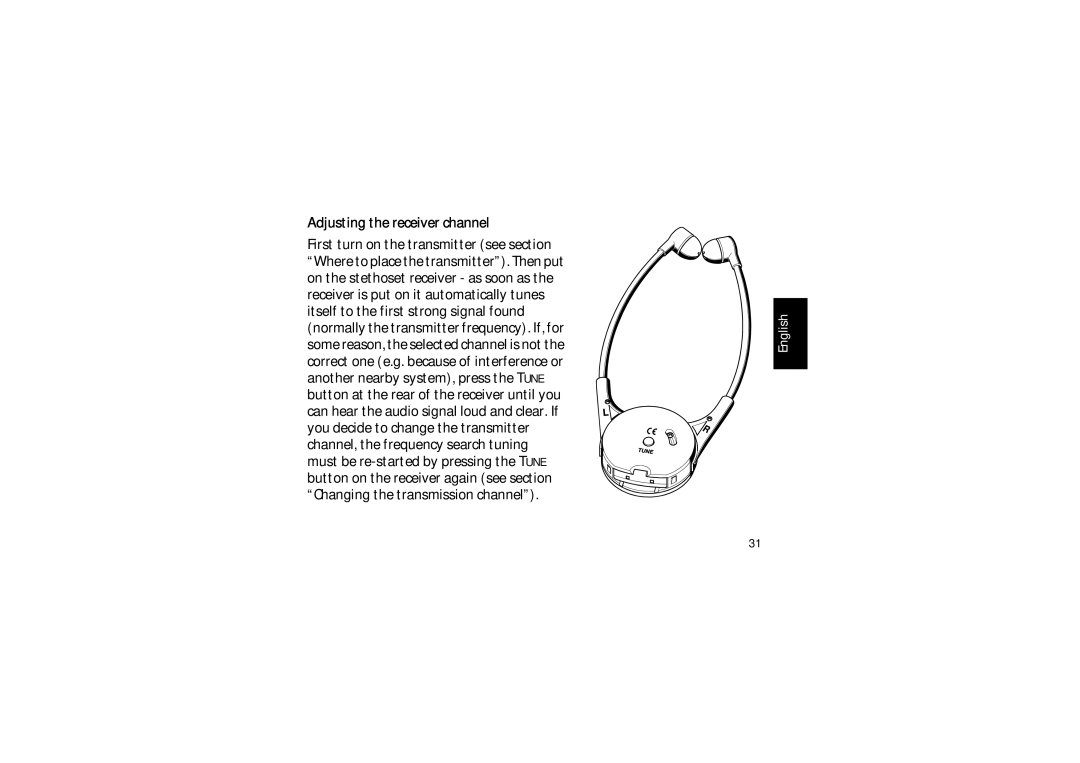 Sennheiser SET 820 instruction manual Adjusting the receiver channel 