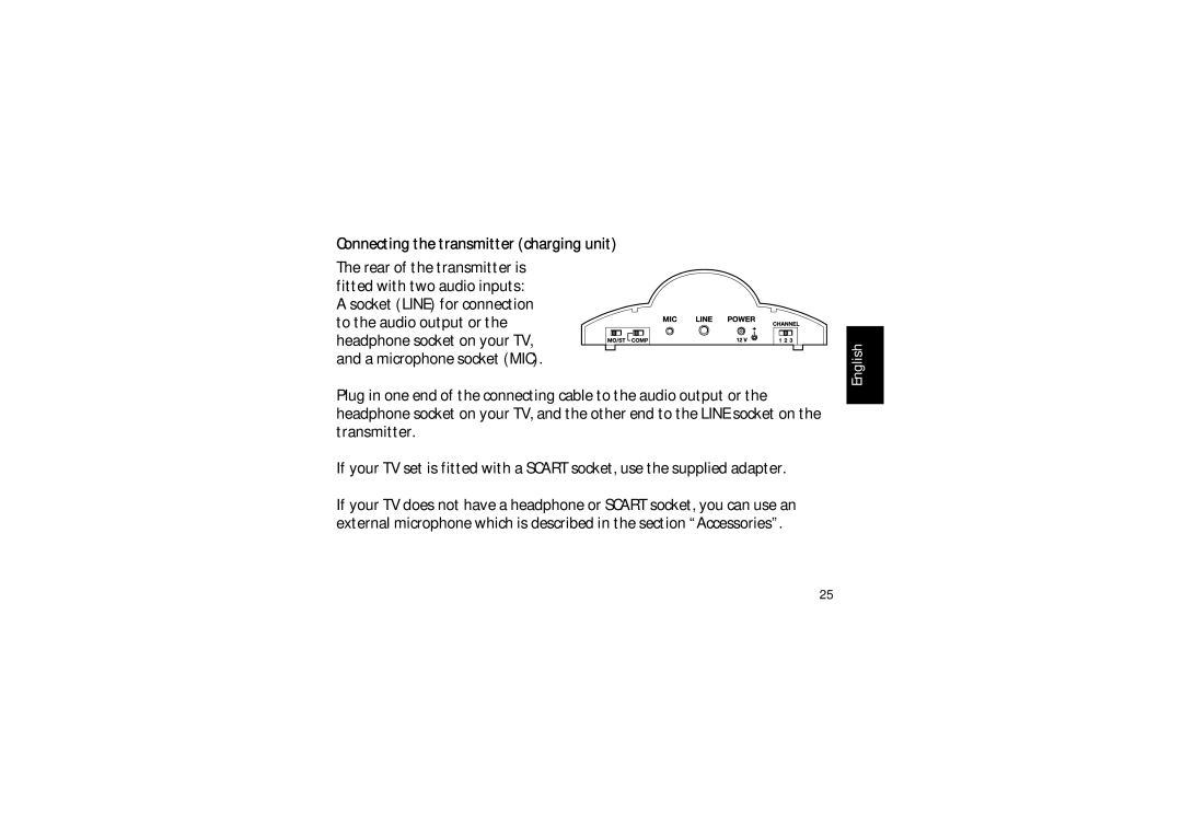 Sennheiser SET 820 instruction manual Connecting the transmitter charging unit 