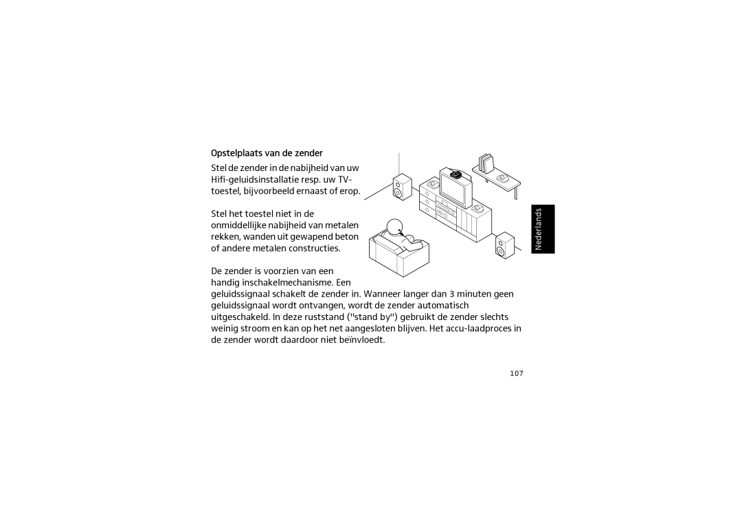 Sennheiser SET 820 instruction manual Opstelplaats van de zender 