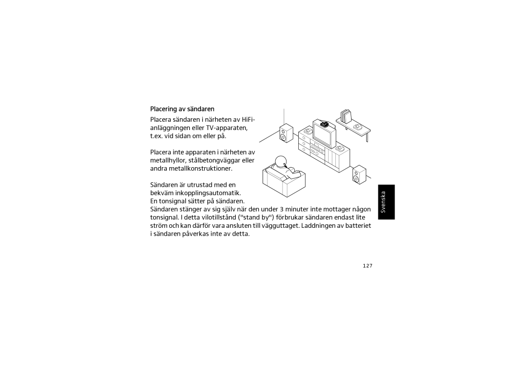 Sennheiser SET 820 instruction manual Placering av sändaren 