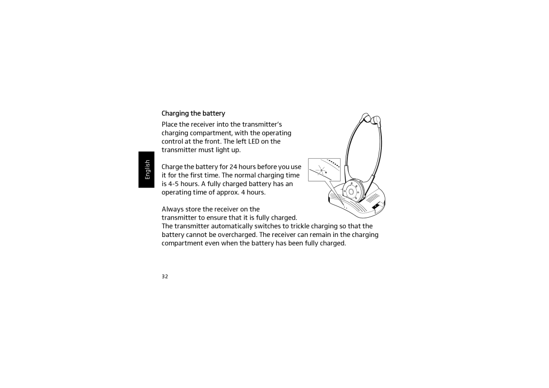 Sennheiser SET 820 instruction manual Charging the battery 