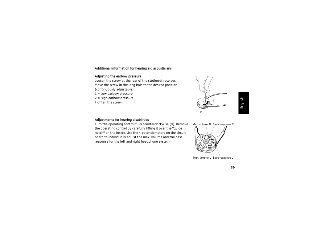 Sennheiser SET 820 instruction manual Adjustments for hearing disabilities 