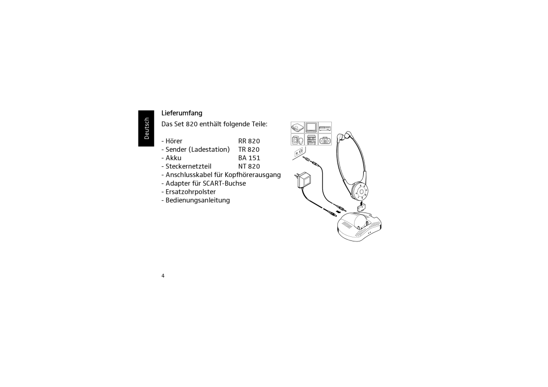 Sennheiser SET 820 instruction manual Lieferumfang 