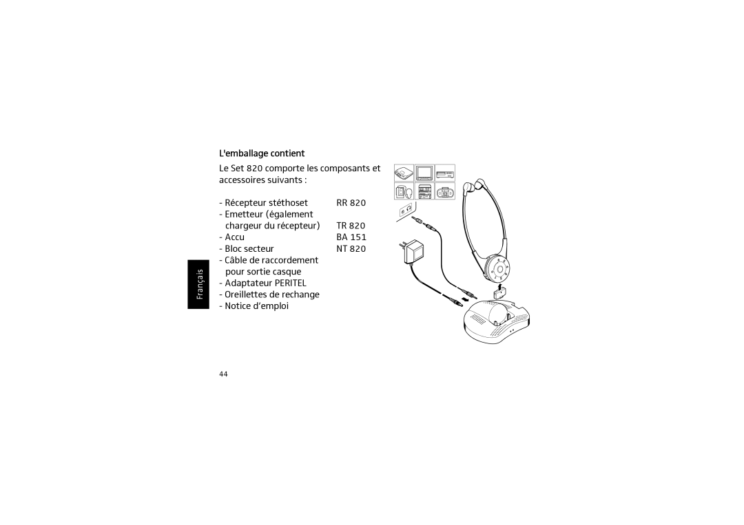 Sennheiser SET 820 instruction manual Lemballage contient 