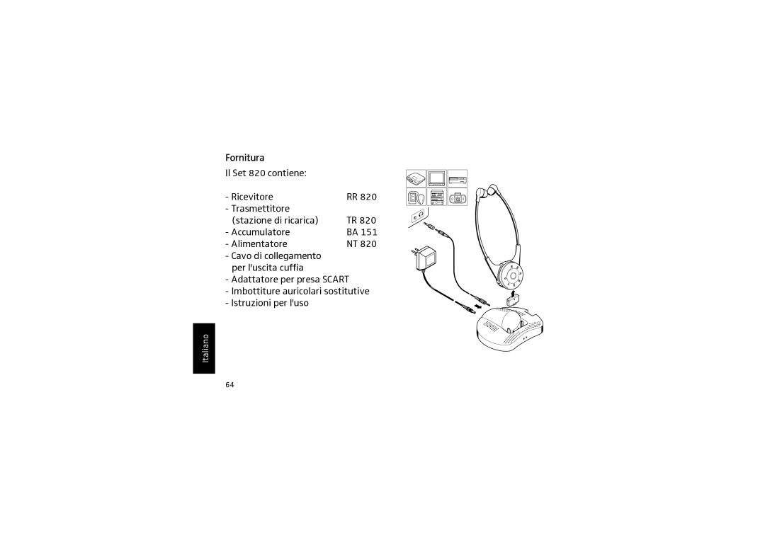 Sennheiser SET 820 instruction manual Fornitura 