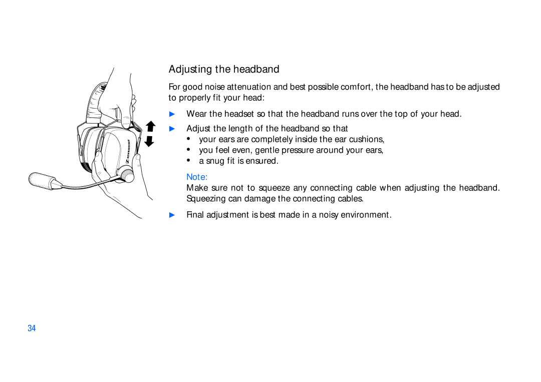 Sennheiser SET100 manual Adjusting the headband 