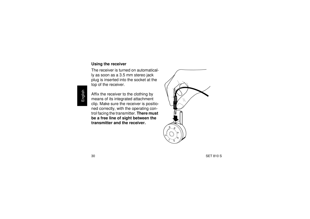 Sennheiser SET810 manual Using the receiver 