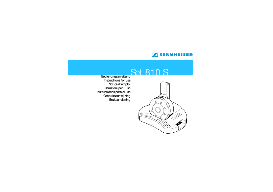 Sennheiser SET810 manual BedienungsanleitungSet 810 S Instructions for use, Notice d´emploi Istruzioni per l´uso 