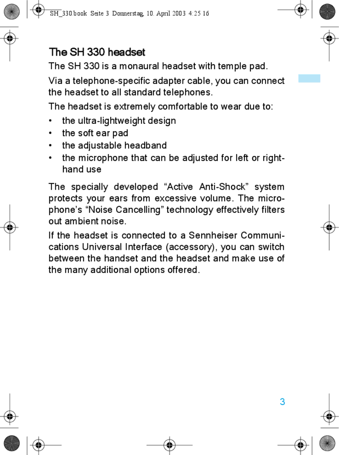 Sennheiser manual SH 330 headset 