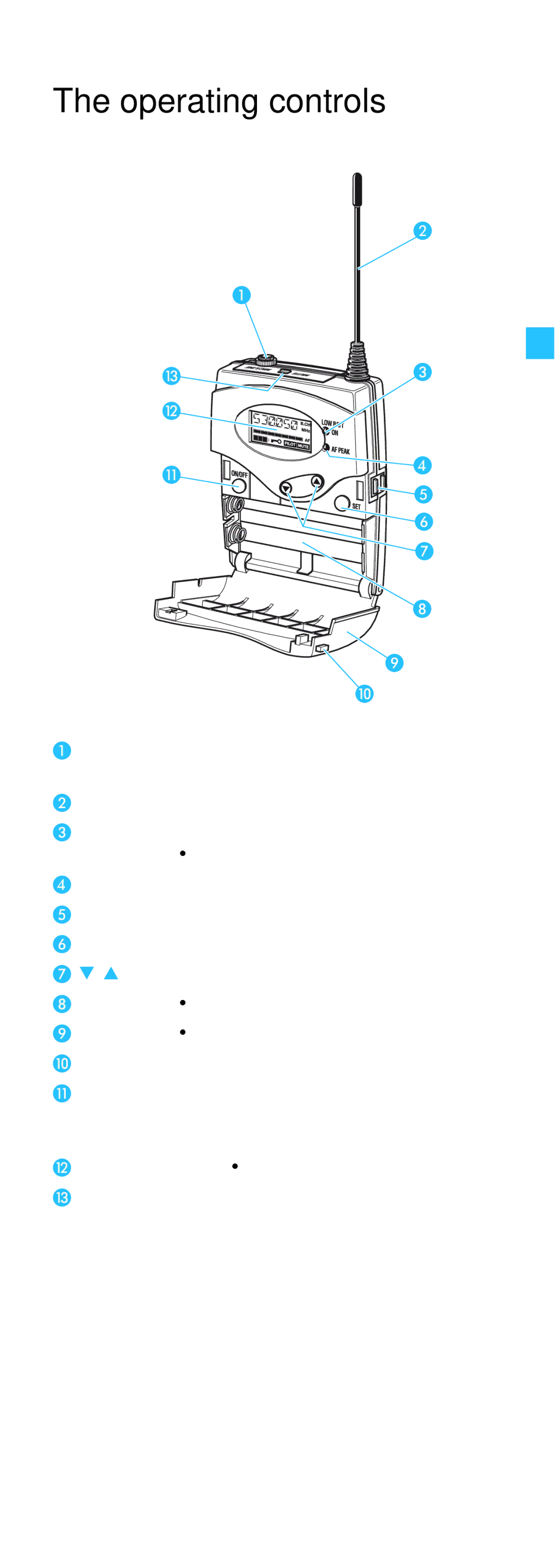 Sennheiser EK 500, SK 500 manual Operating controls 