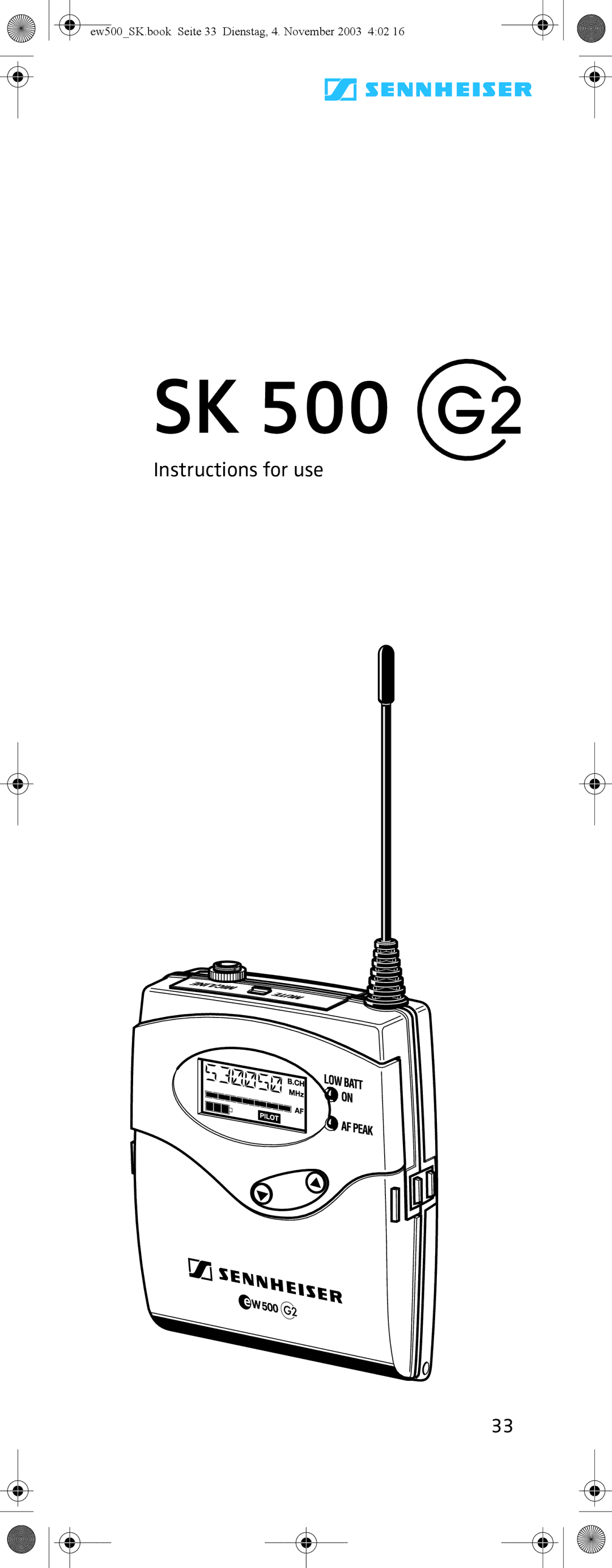 Sennheiser SK 500 G2 manual 