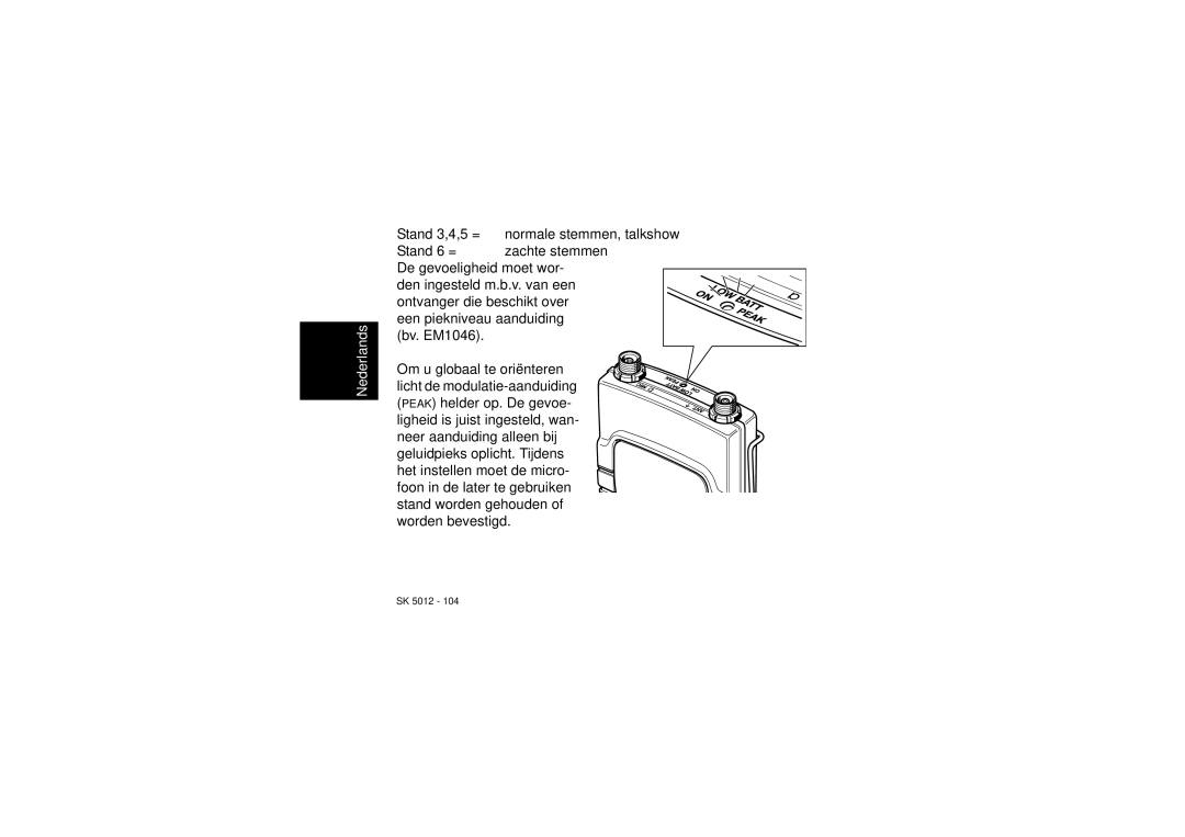 Sennheiser SK 5012 instruction manual Nederlands 