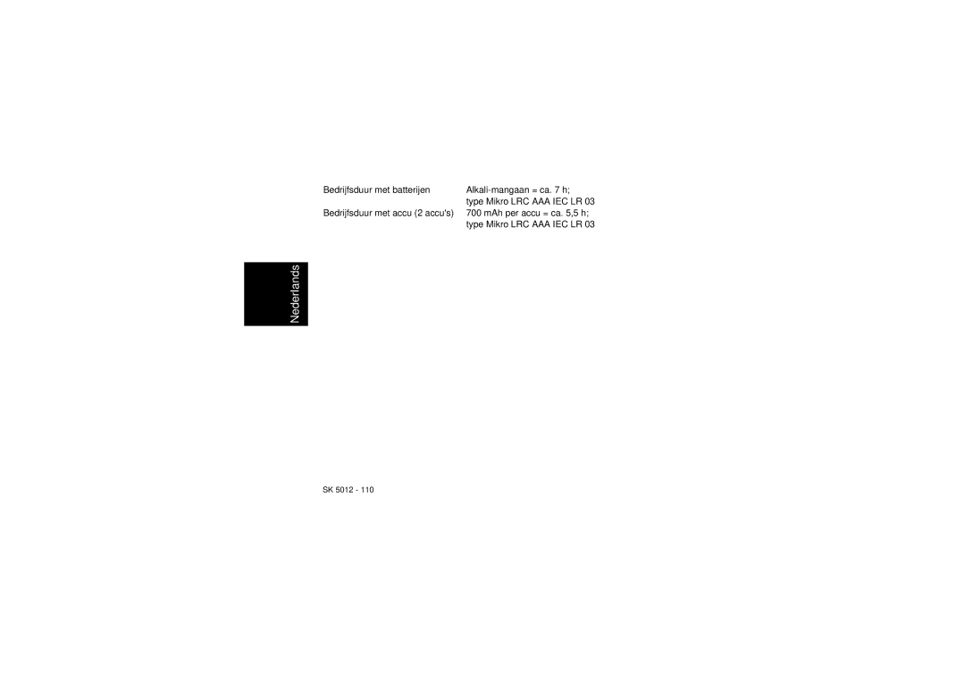 Sennheiser SK 5012 instruction manual Nederlands 