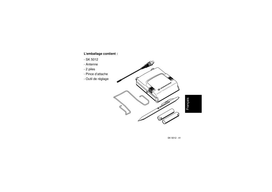 Sennheiser SK 5012 instruction manual ’emballage contient 