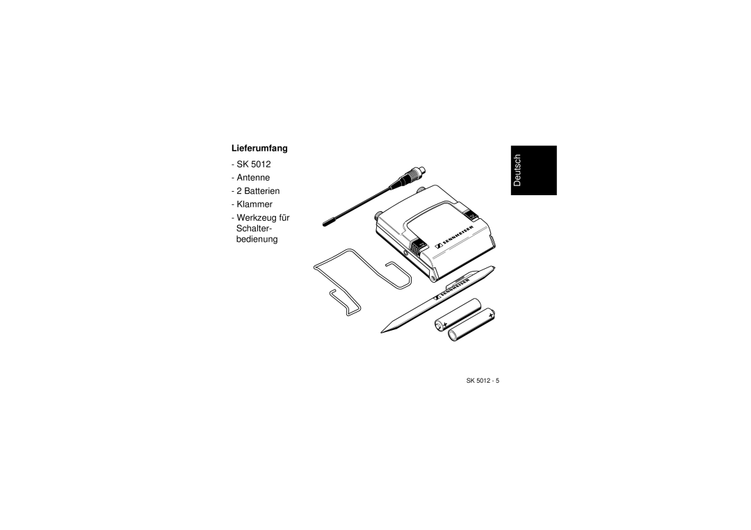 Sennheiser SK 5012 instruction manual Lieferumfang 