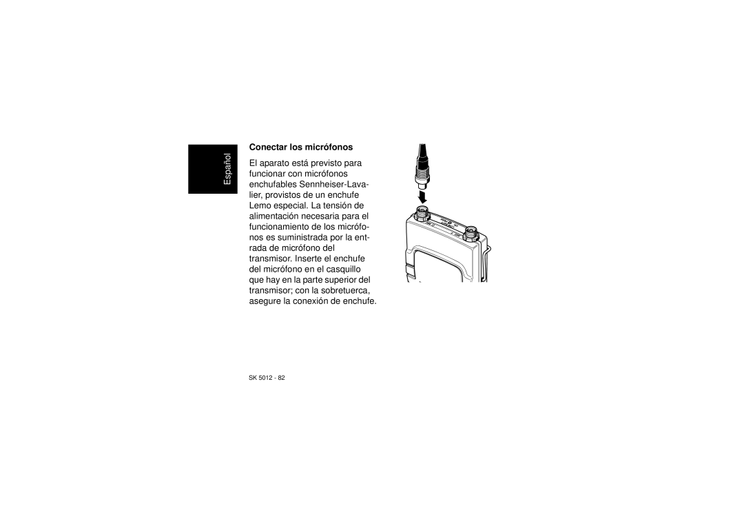 Sennheiser SK 5012 instruction manual Conectar los micrófonos 