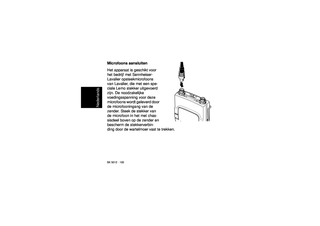 Sennheiser SK 5012 instruction manual Microfoons aansluiten, Nederlands 