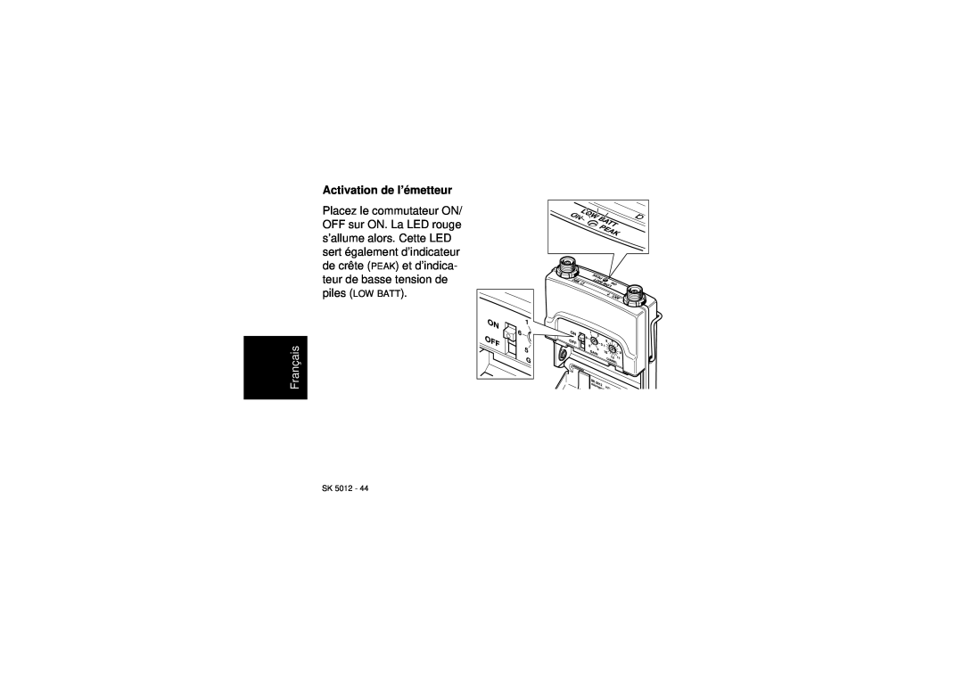 Sennheiser SK 5012 instruction manual Activation de l’émetteur, Français, Sk 