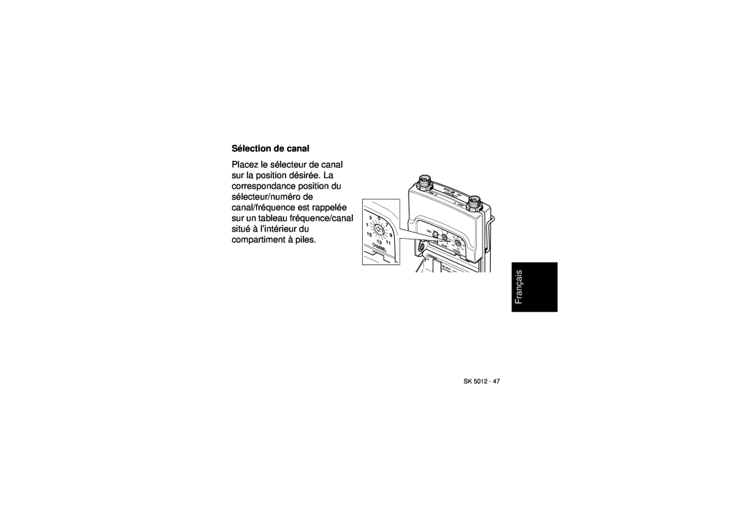 Sennheiser SK 5012 instruction manual Sélection de canal, Français, Sk 