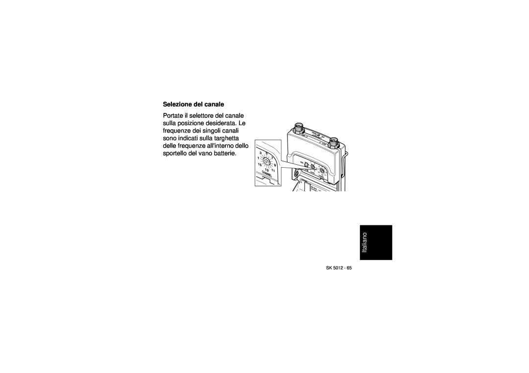 Sennheiser SK 5012 instruction manual Selezione del canale, Italiano, Sk 