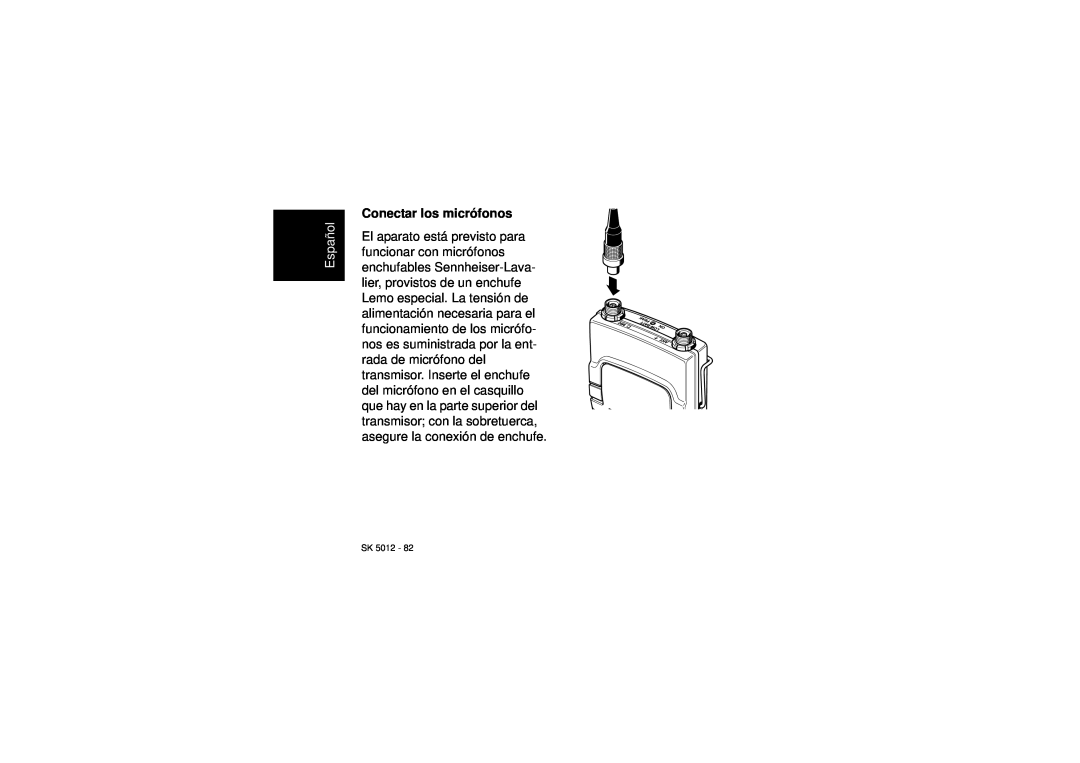 Sennheiser SK 5012 instruction manual Conectar los micrófonos, Español 