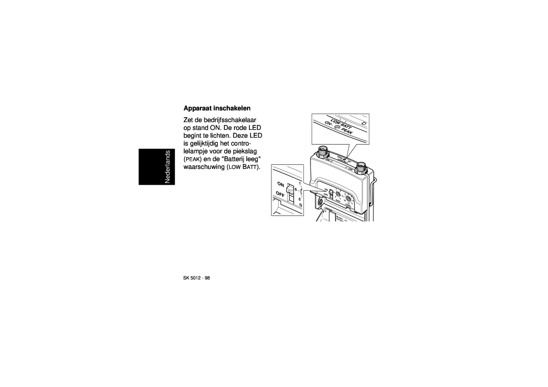 Sennheiser SK 5012 instruction manual Apparaat inschakelen, Nederlands, Sk 