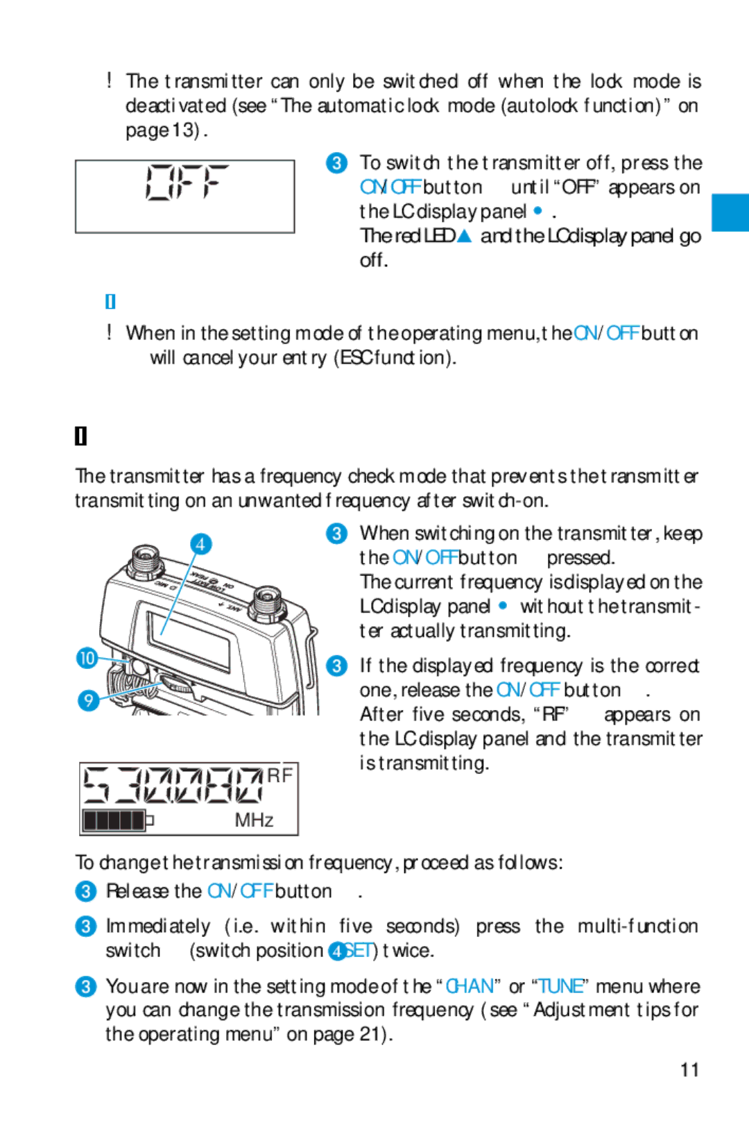 Sennheiser SK 5212 manual Doing a frequency check, MHz 