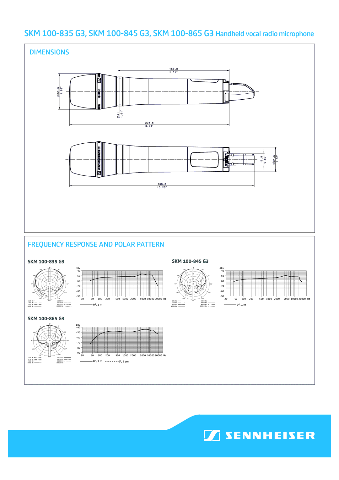 Sennheiser SKM 100-865 G3 manual Dimensions, SKM 100-835 G3 SKM 100-845 G3 