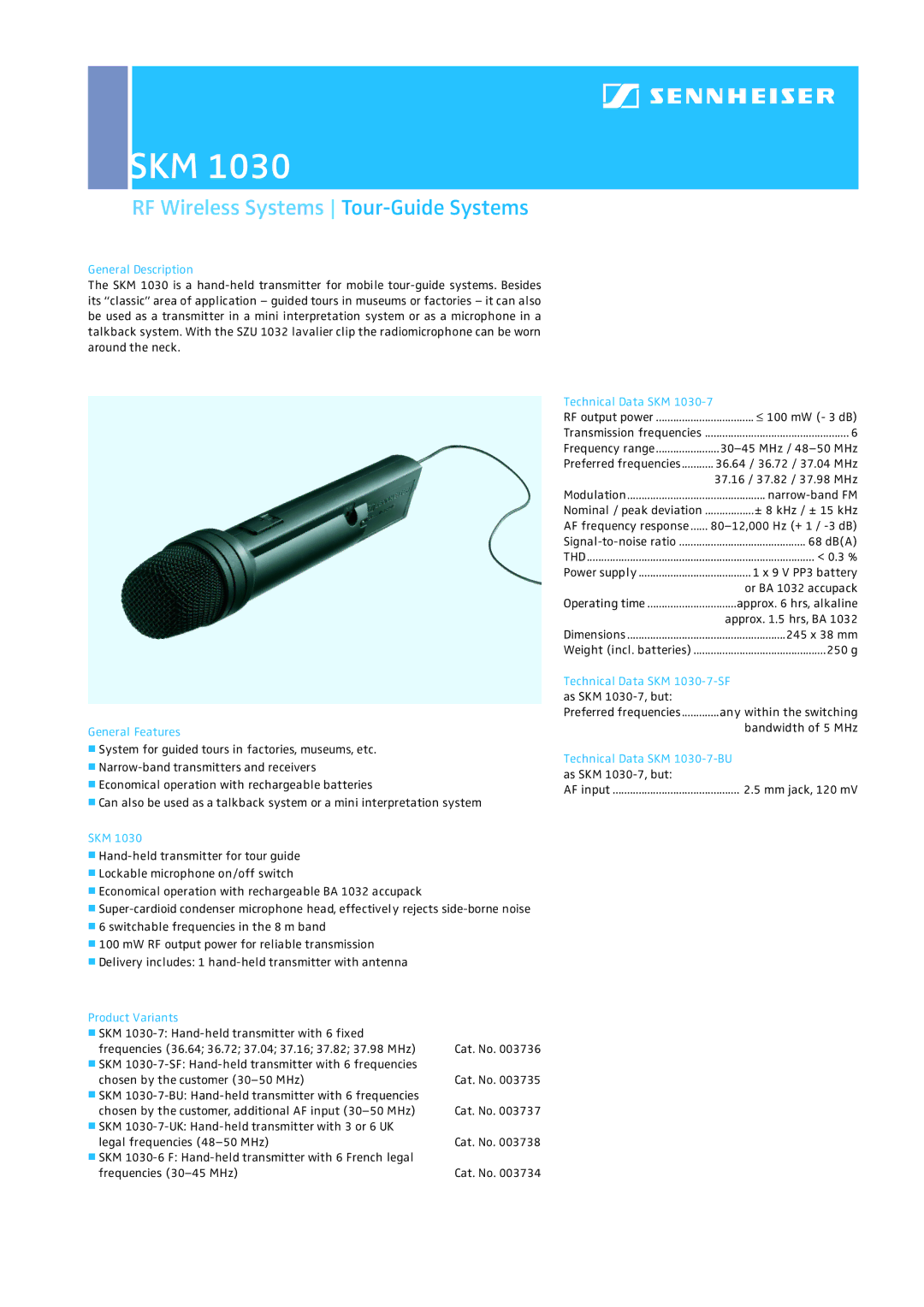 Sennheiser SKM 1030 dimensions Skm 