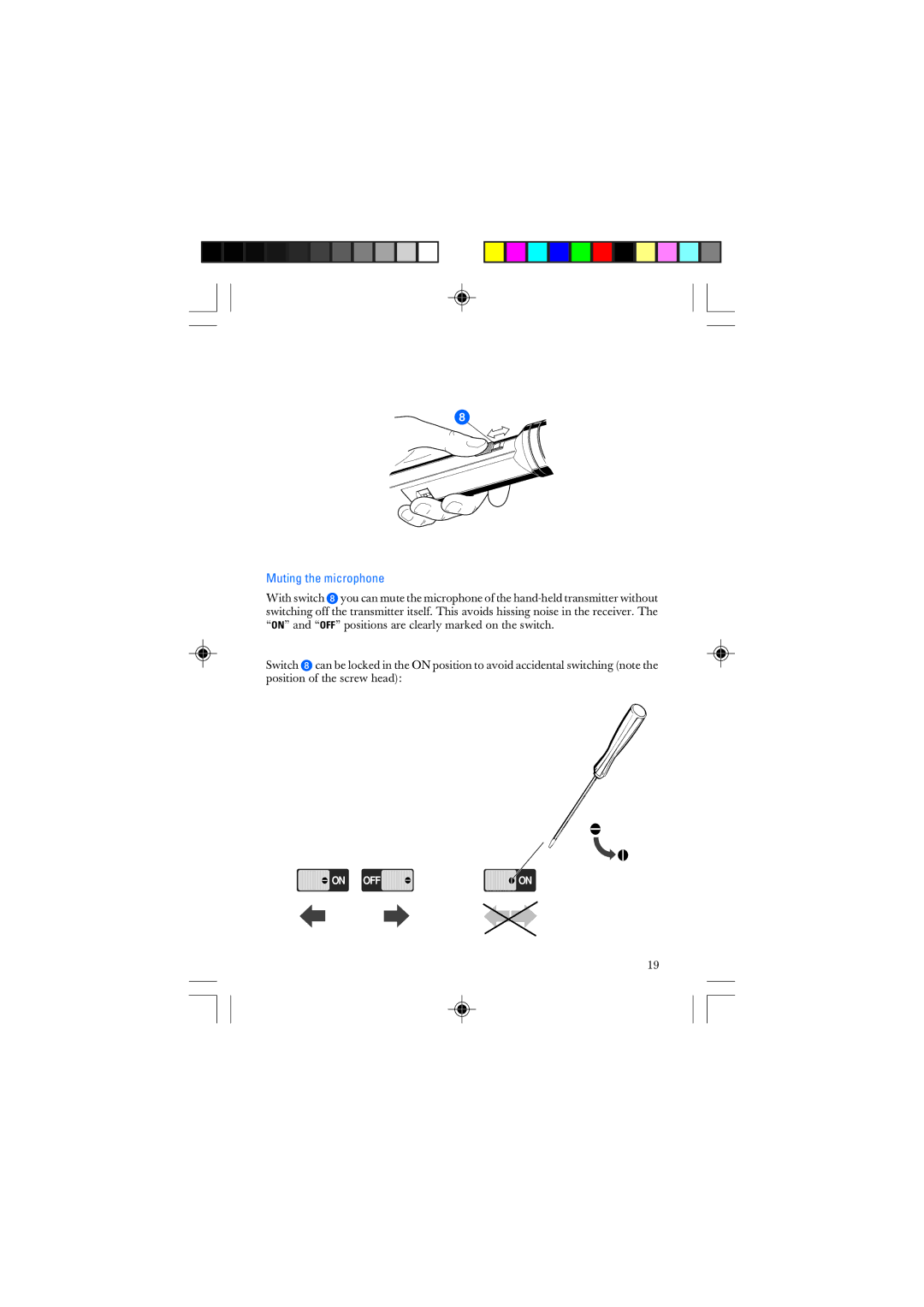 Sennheiser SKM 1032 manual Muting the microphone 