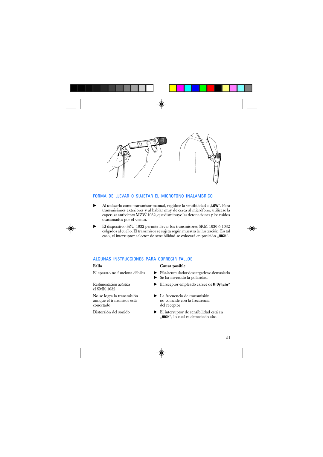 Sennheiser SKM 1032 manual Forma DE Llevar O Sujetar EL Microfono Inalambrico 