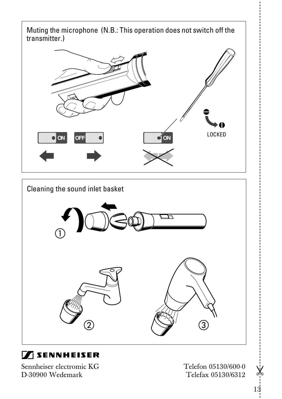 Sennheiser SKM 1072-U manual Cleaning the sound inlet basket 