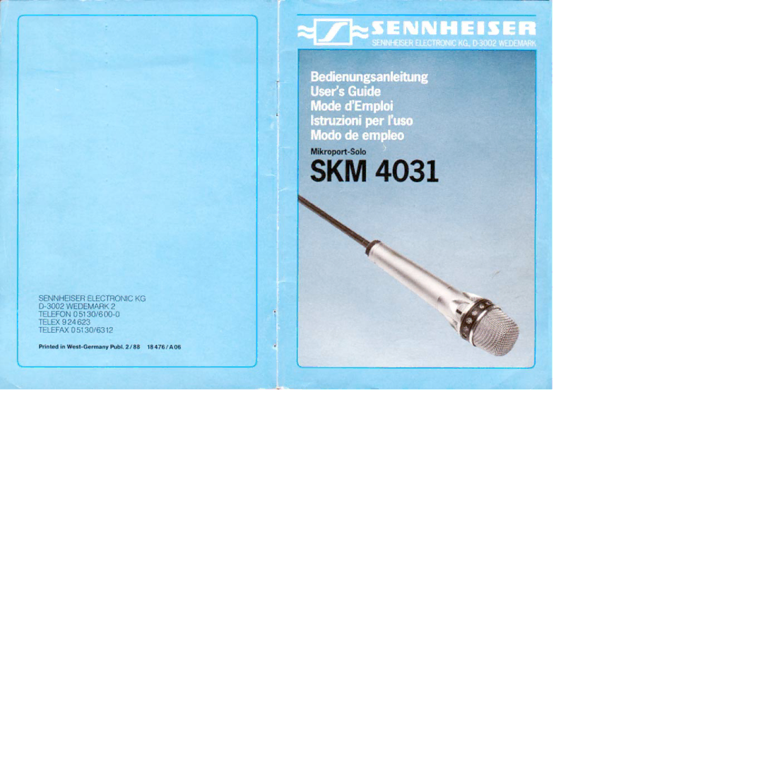 Sennheiser SKM 4031 manual 