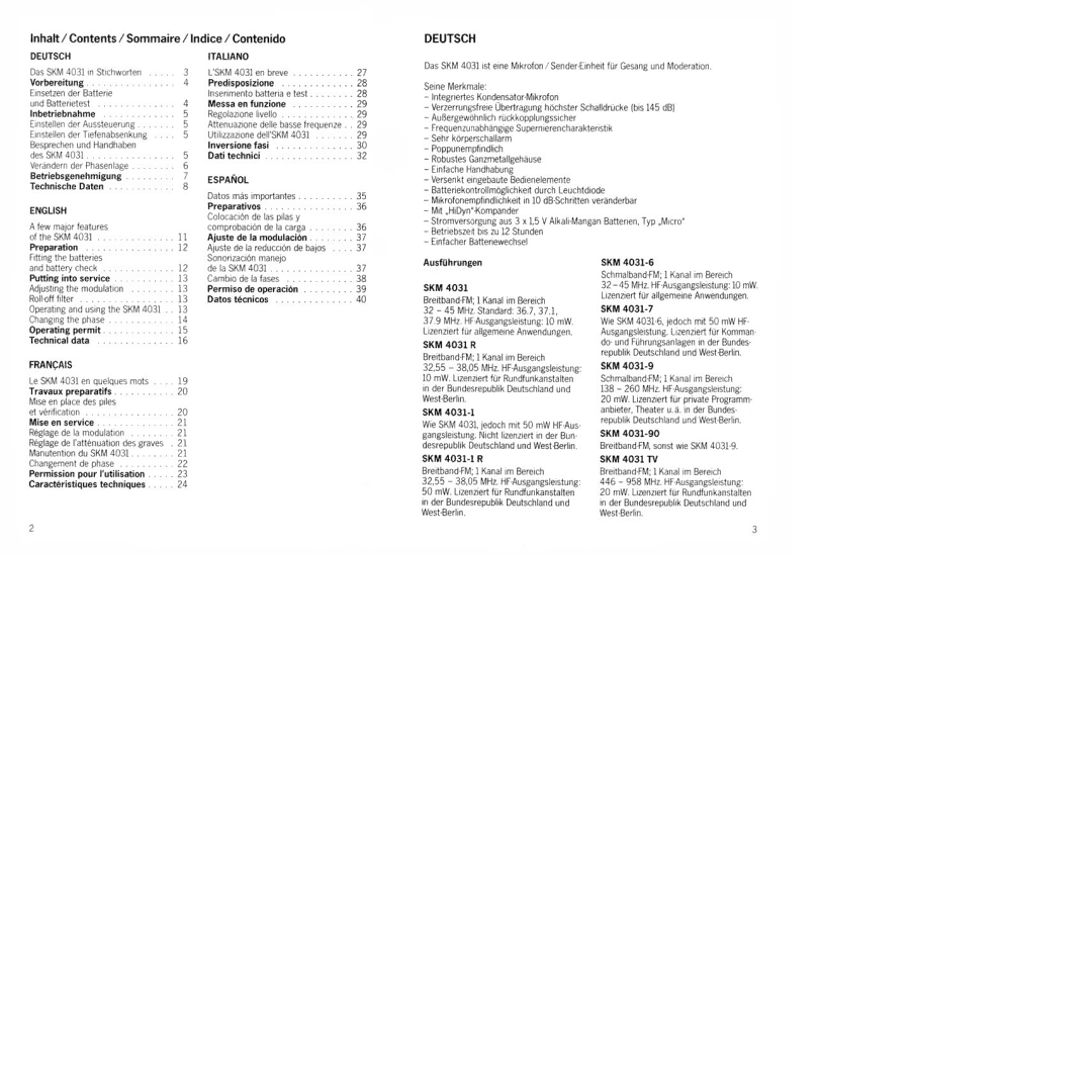 Sennheiser SKM 4031 manual 