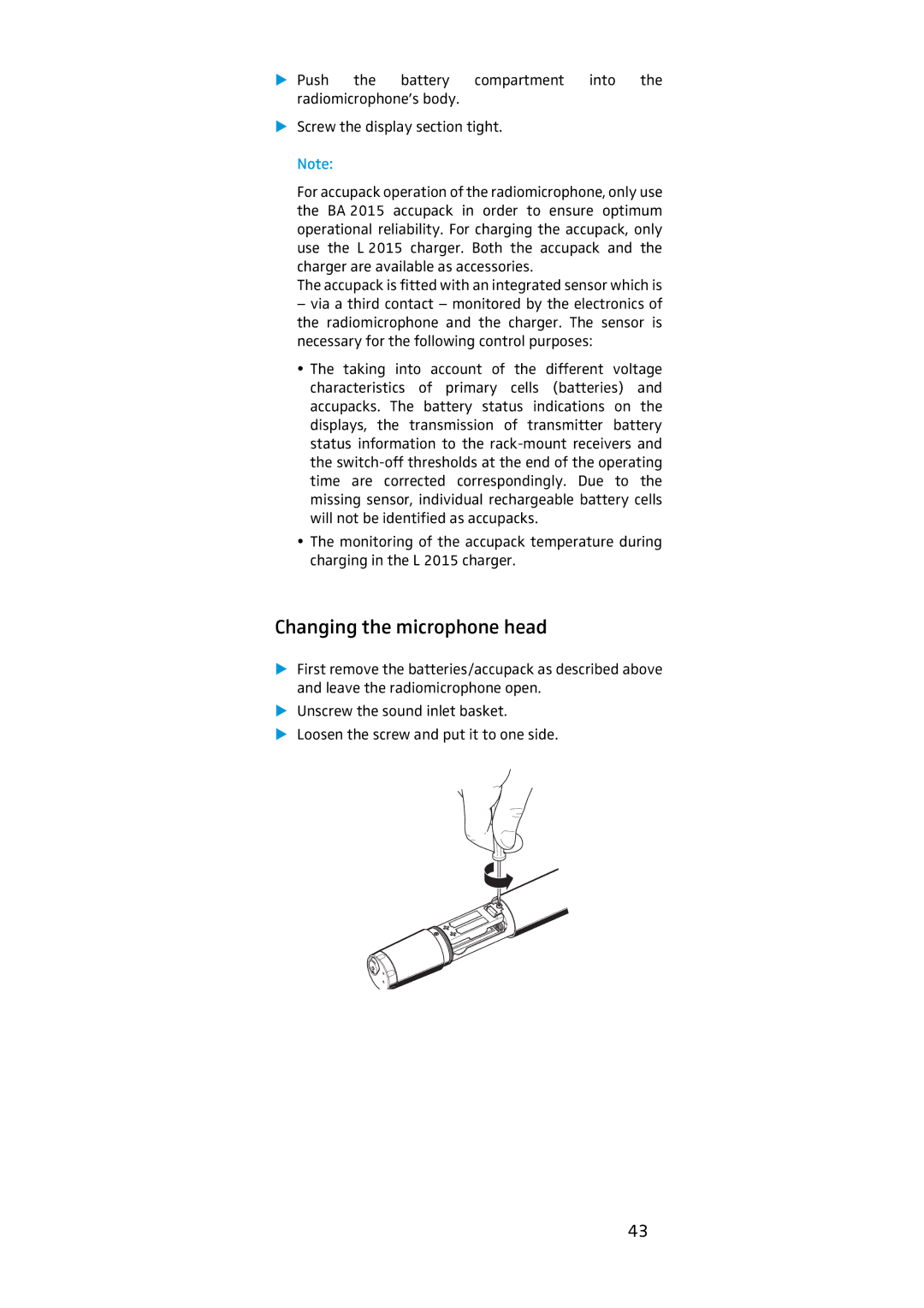 Sennheiser EK 500, SKM 500 manual Changing the microphone head 