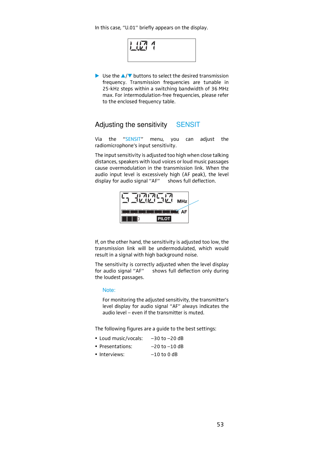 Sennheiser EK 500, SKM 500 manual Adjusting the sensitivity Sensit 