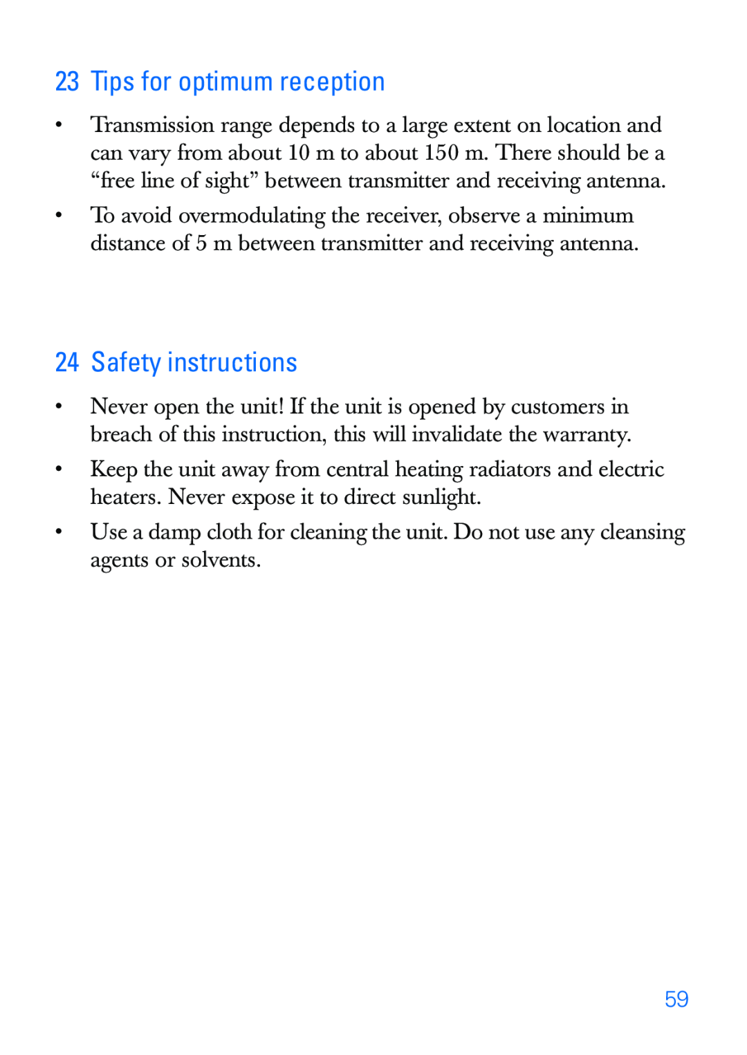 Sennheiser SKP 30 manual Tips for optimum reception, Safety instructions 