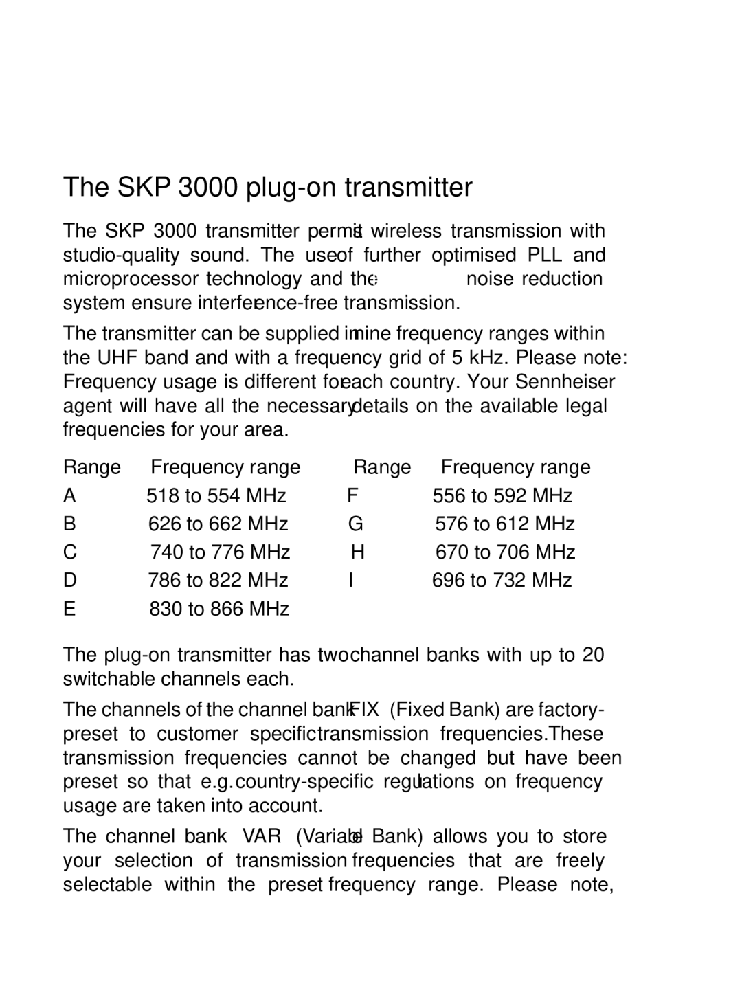 Sennheiser manual SKP 3000 plug-on transmitter 