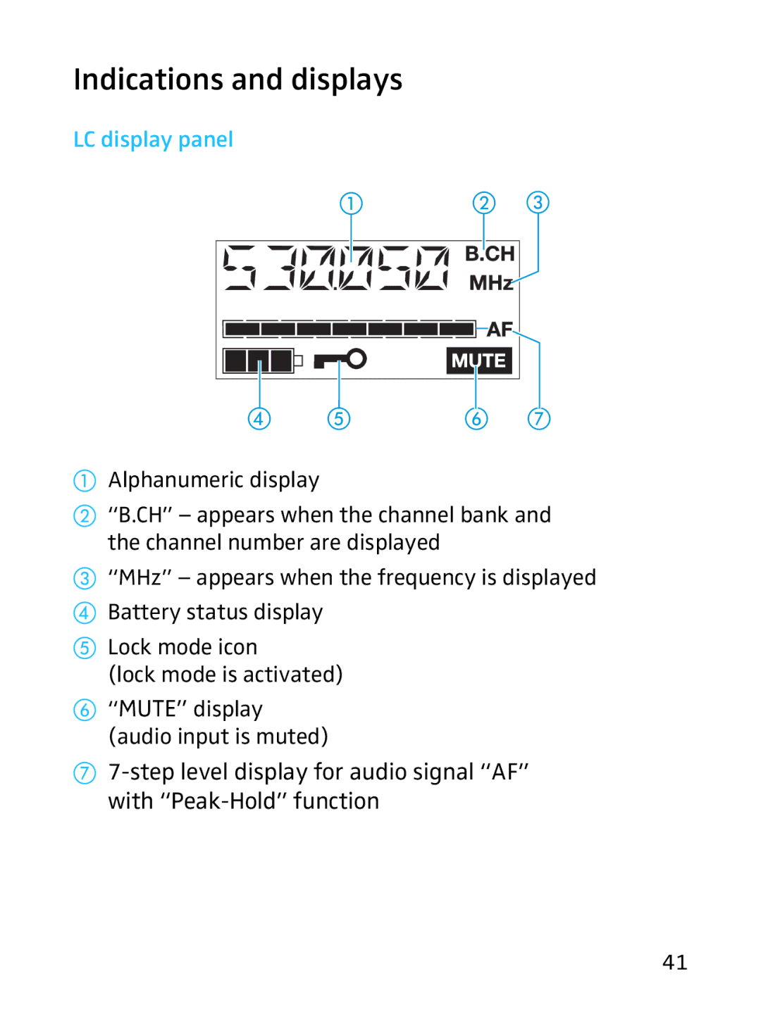 Sennheiser SKP 3000 manual Indications and displays, LC display panel 