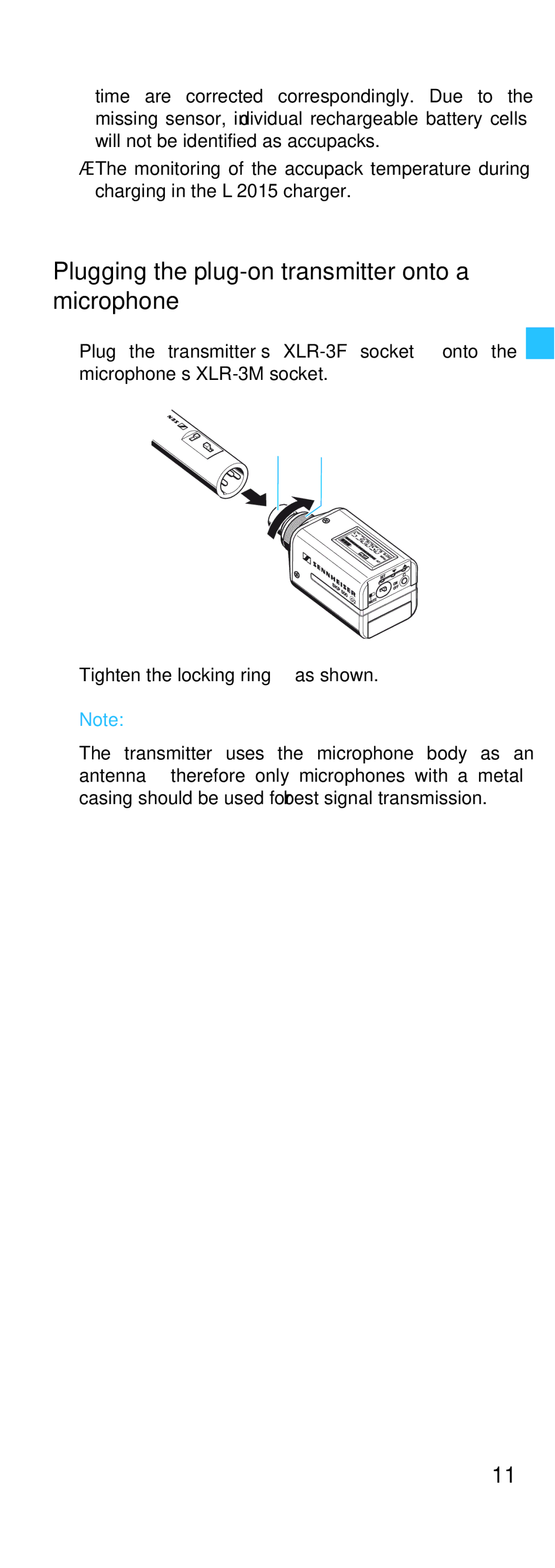 Sennheiser SKP 500 manual Plugging the plug-on transmitter onto a microphone 