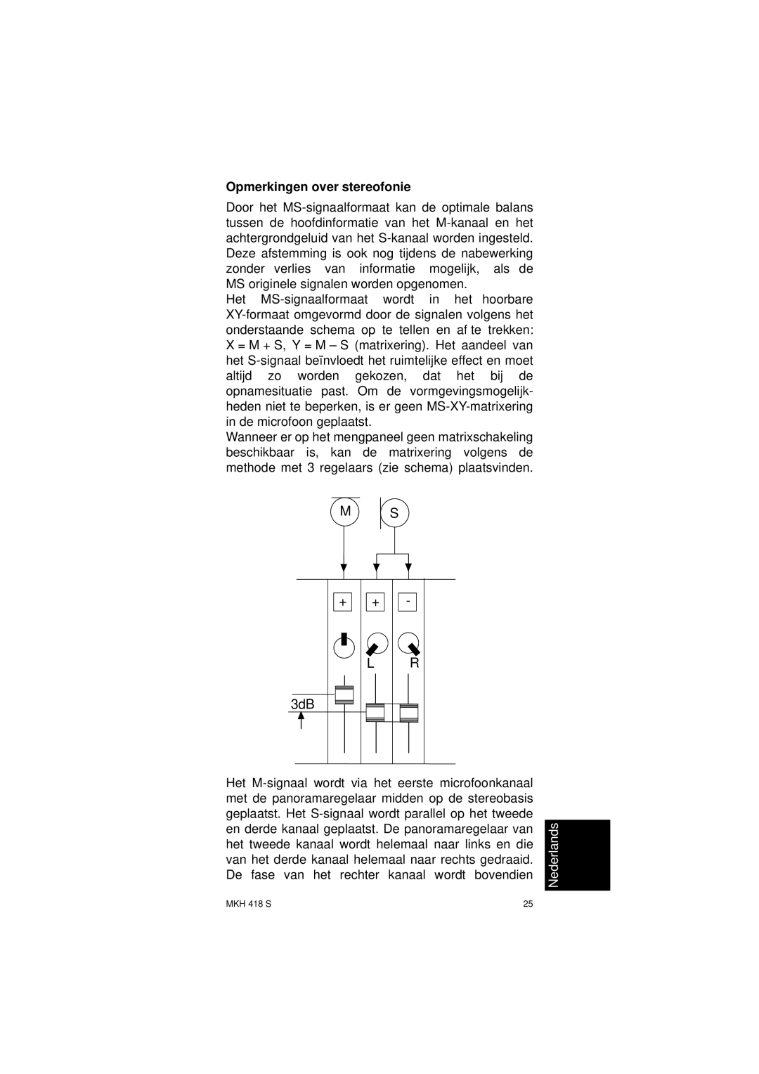 Sennheiser SLT23460FC instruction manual 3dB, Opmerkingen over stereofonie 