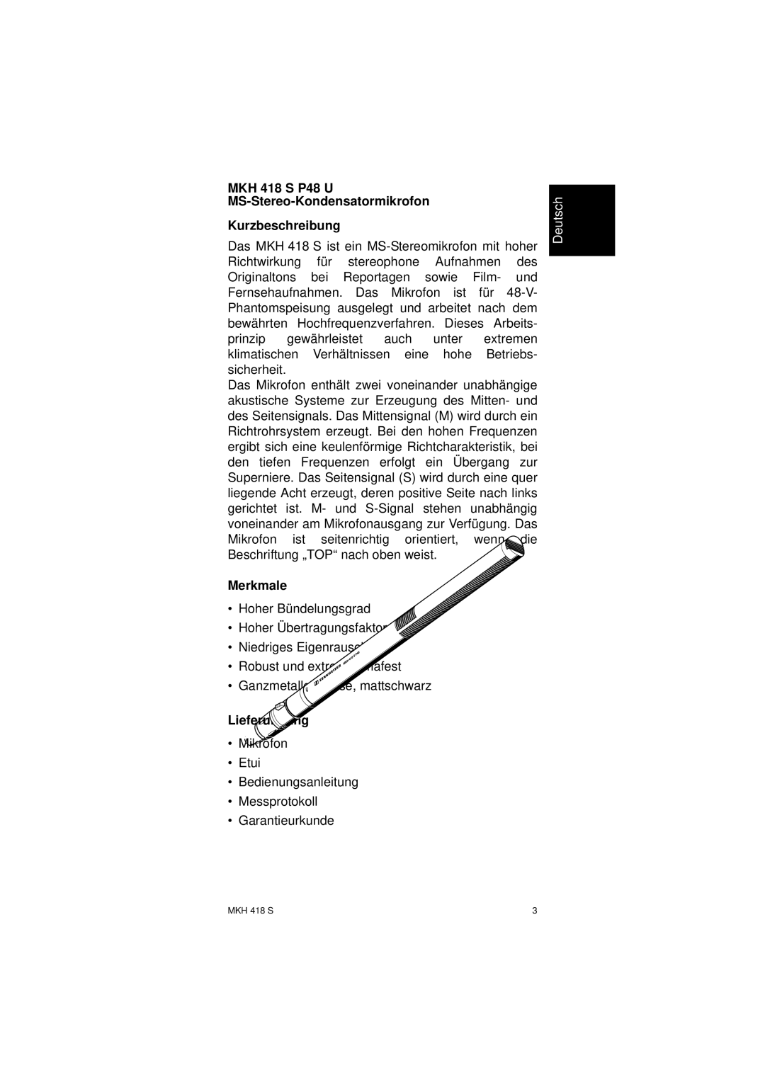 Sennheiser SLT23460FC instruction manual Merkmale, Lieferumfang 