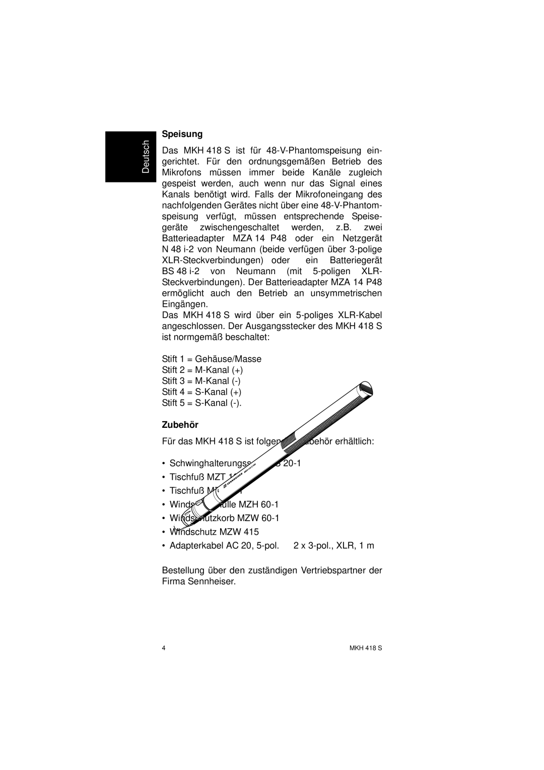 Sennheiser SLT23460FC instruction manual Speisung, Zubehör 