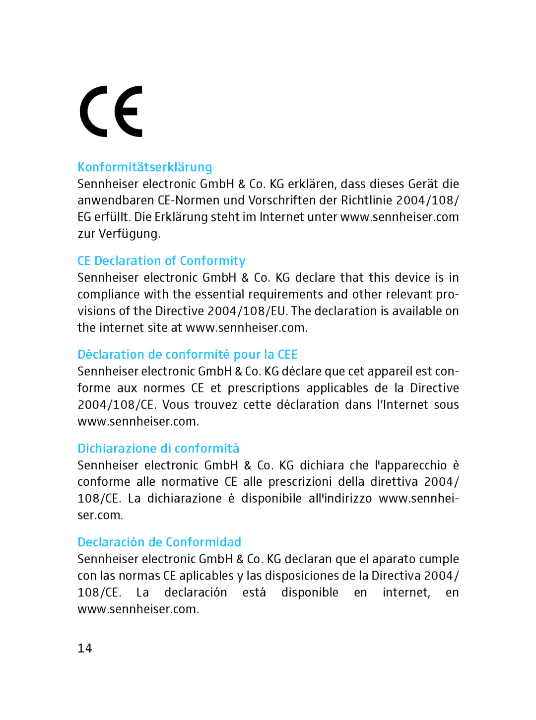 Sennheiser SLT24520FC instruction manual 