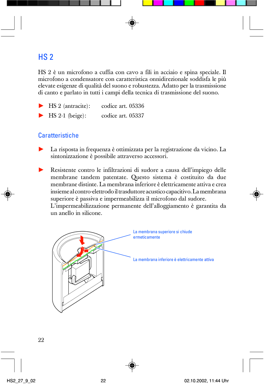 Sennheiser SP2265FC manual Caratteristiche 