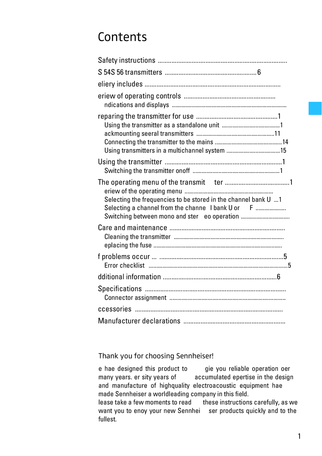 Sennheiser SR 3256, SR 3254 manual Contents 