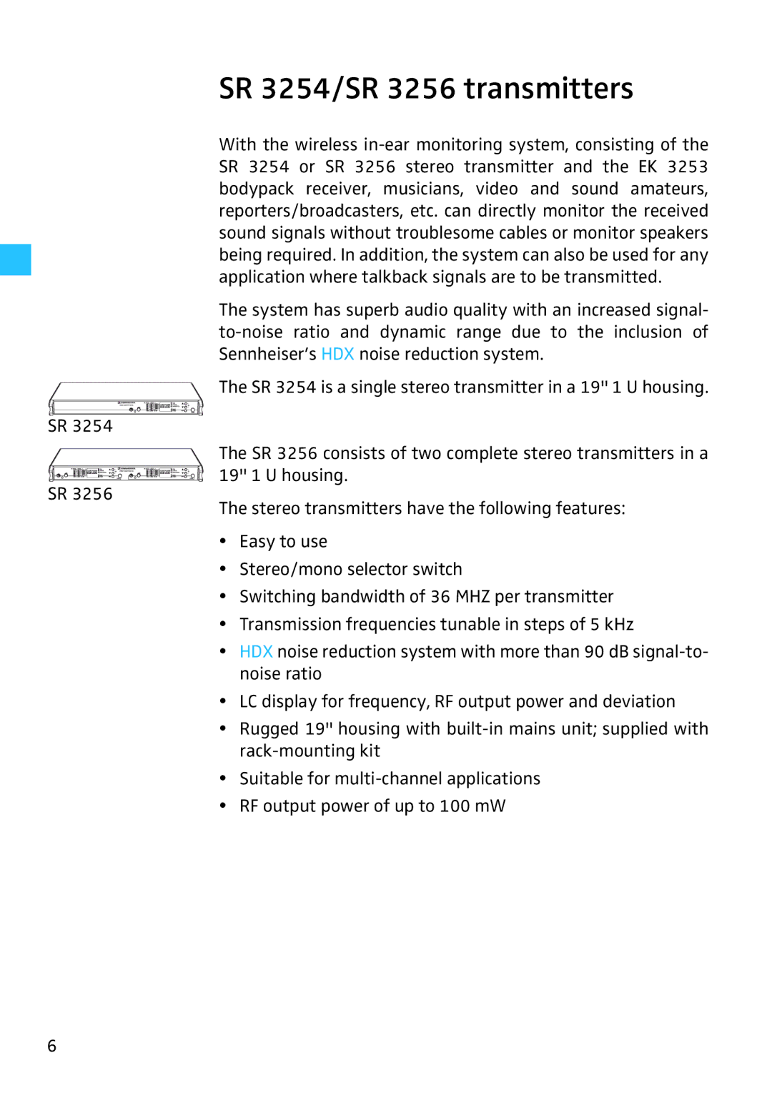 Sennheiser manual SR 3254/SR 3256 transmitters 